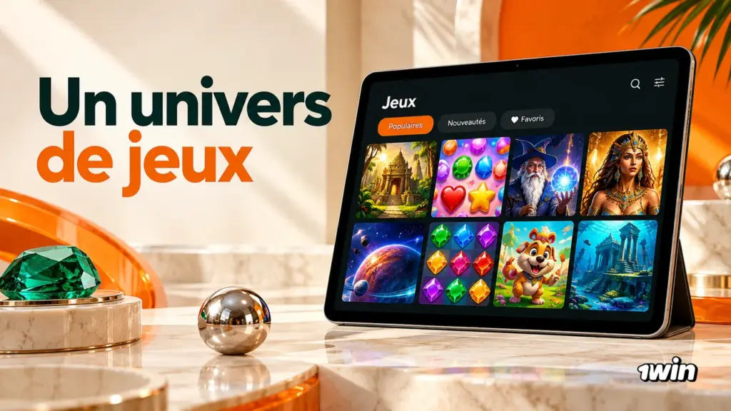 Tablette présentant une grille illustrative de jeux.